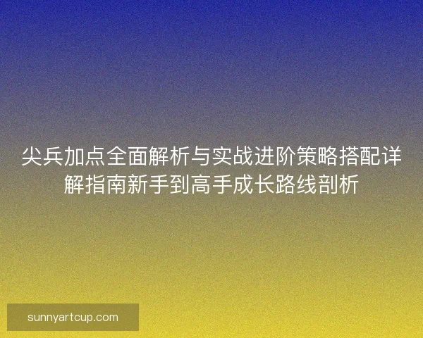尖兵加点全面解析与实战进阶策略搭配详解指南新手到高手成长路线剖析
