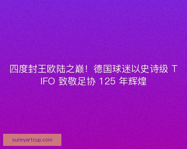 四度封王欧陆之巅！德国球迷以史诗级 TIFO 致敬足协 125 年辉煌